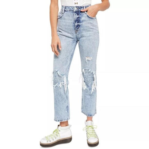 We The Free Free People 27 High Rise My Own Lane Distressed Jeans P3397 - Picture 1 of 12